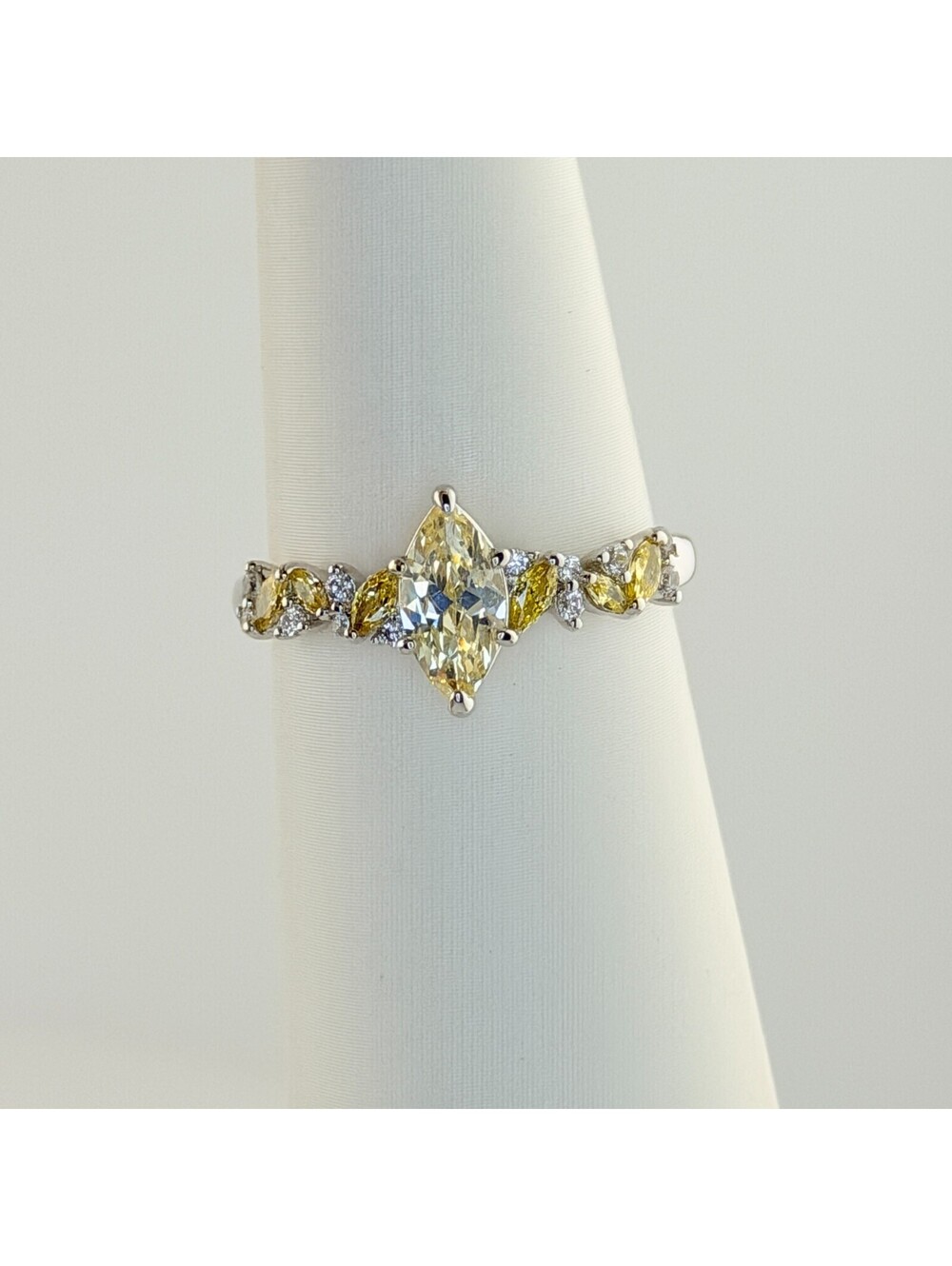 Bomb Party Ring Sz 11 "Evangelina" Lemon CZ on Rhodium RBP7578